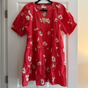 Universal Thread Red Dress with White Floral Pattern